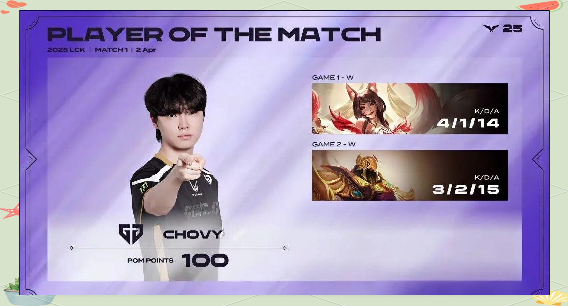 关于V5碾压HLE，Chovy爆发神勇的信息